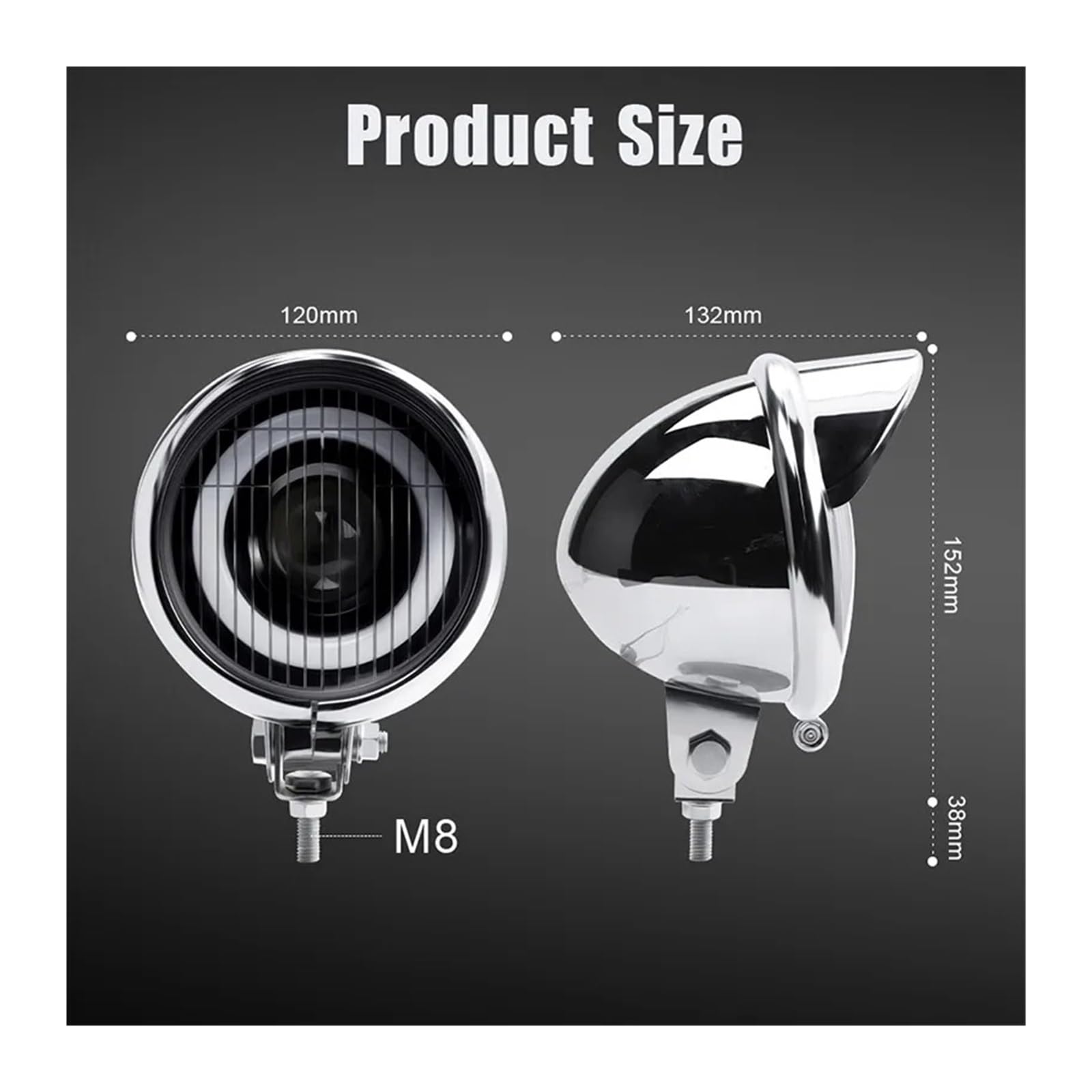 Faros para motocicleta Para Chopper Para Bobber Foco LED Para Motocicleta Luz De Marcha Auxiliar Blanco Cromado 12V 2 Unidades