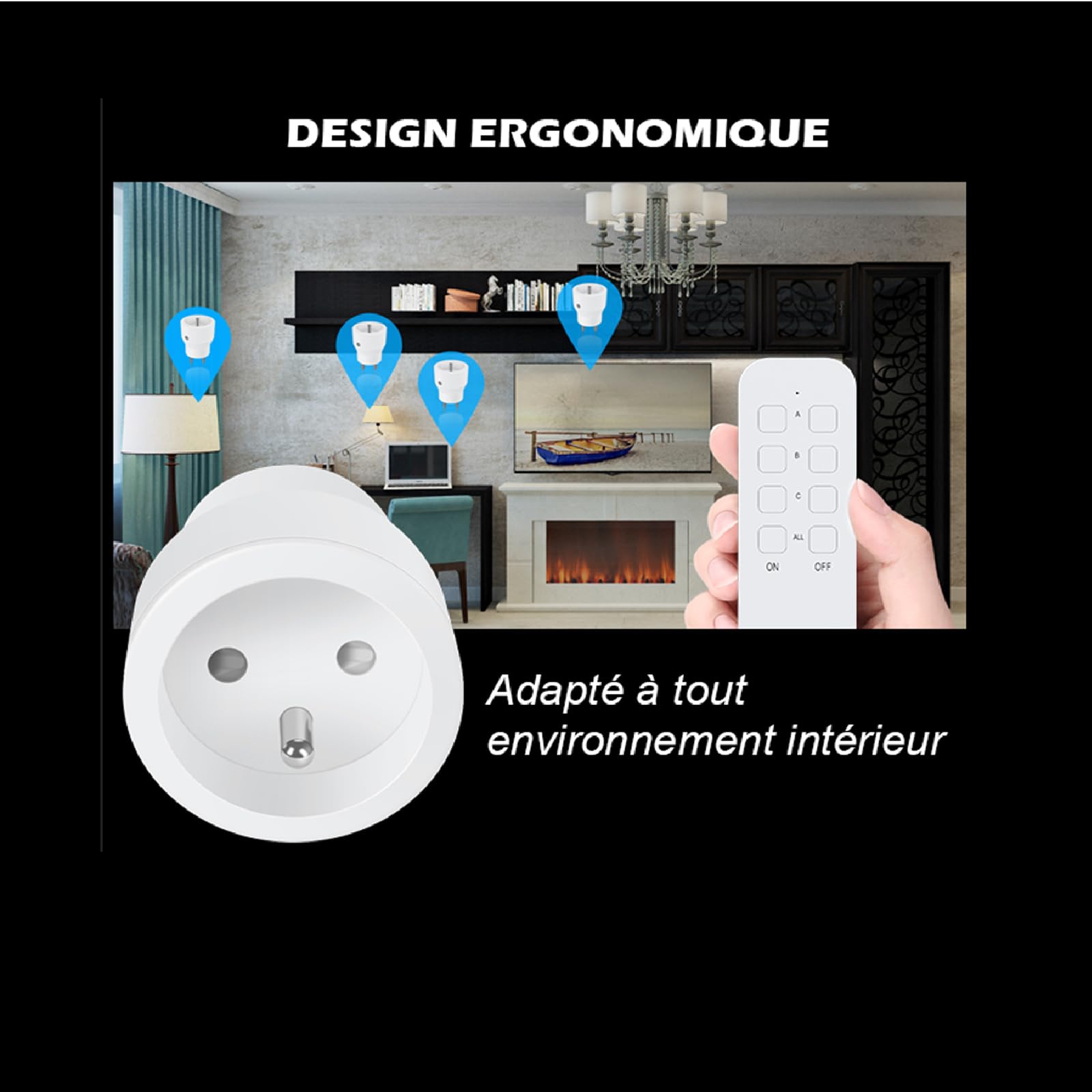 KYF 2 x Lot de 3 Prises 2300W avec 1 télécommande intérieure (Power_Strip, 3 Prises, Type E, 230V, 10A)