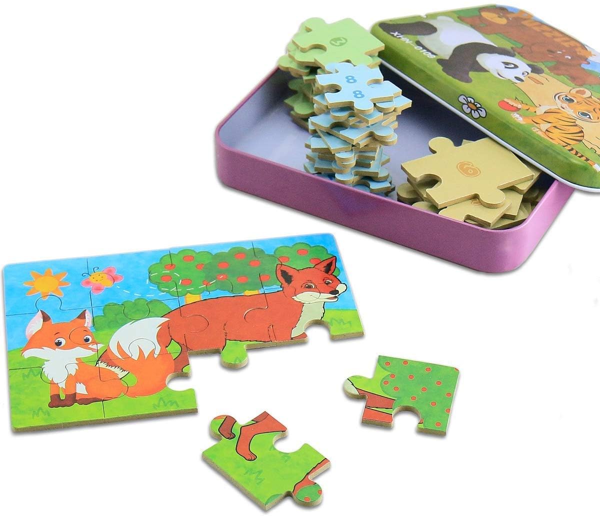 BBLIKE Giocattolo puzzle in legno per bambini, 4 diversi livelli di difficoltà, 9 pezzi, 12 pezzi, 15 pezzi, 20 pezzi, giocattolo educativo perfetto per ragazzi e ragazze di 2 anni + (Panda)