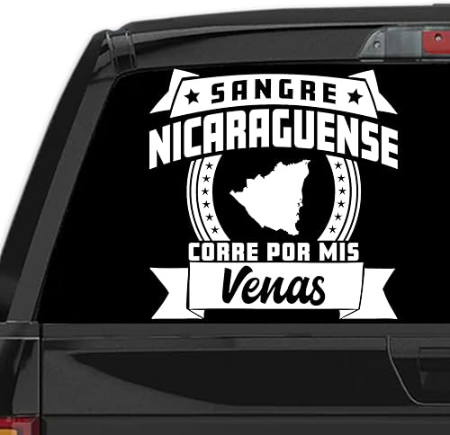 Pegatinas para Carros Sangre Nicaraguense Corre por mis Venas Calcomanias para Autos Nicaragua Adhesivo para Autos y Camiones Patrimonio Latino (5"