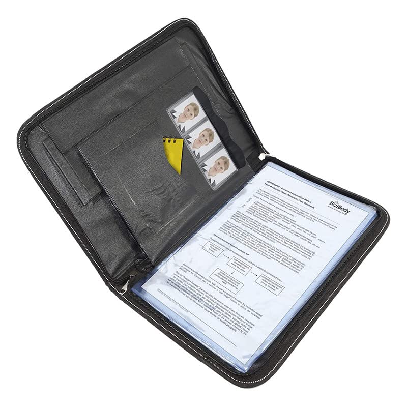 Image of OWT Multipurpose Leatherette Professional File Folders for Certificates, Documents Holder, Document Bag, Portfolio File, Executive File 24 Leafs Black Legal Size for Men & Women