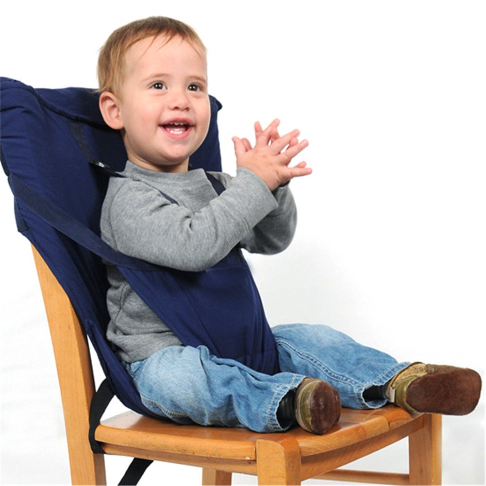 Pueri Baby High Chair Harness Feeding Booster Seat Strap Harness Belt Portable Travel Safety High Chair Seat Cover for Baby Kid Toddler (Dark Blue)