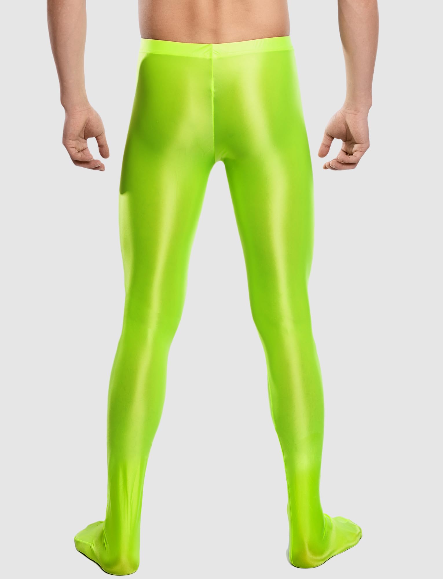 AIEOE Hommes Leggings Huileux Brillant Collant Élastique Corsaire Pantalon Taille Haute Pantalon de Sport Nylon Glossy Jumpsuit Panty de Compression M-XXL