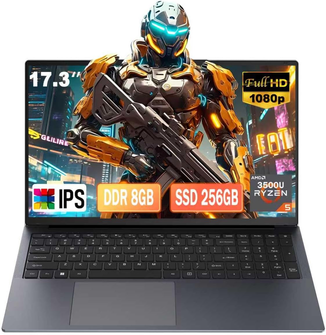 17 Inch Laptop, 8GB RAM 256GB SSD Laptop with Ryzen 5 (Up to 3.7GHz),IPS FHD Display, Webcam, Backlit Keyboard,RJ45,Dual Wi-Fi, Buletooth 5.0, HDMI, USB 3.0, Type-c Students HDMI,