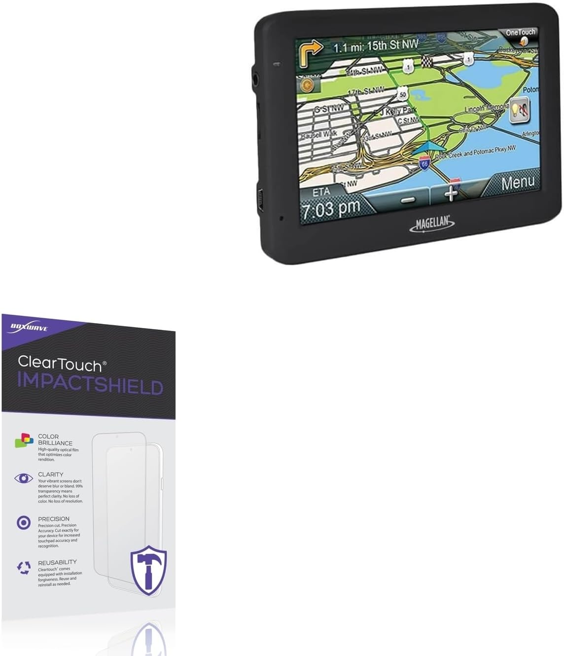 BoxWave Screen Protector Compatible with Magellan RoadMate 9600-LM - ClearTouch ImpactShield (2-Pack), Impenetrable Screen Protector Flexible Film