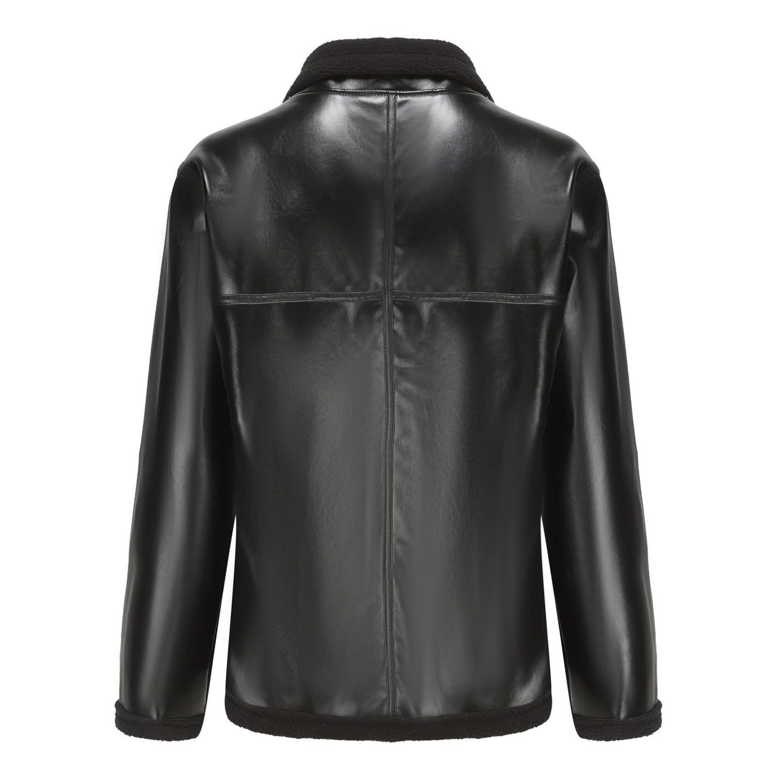 Generisch Giacca da aviatore, da uomo, in pelle, con chiusura lampo, calda, giacca softshell in pelle, giacca invernale gotic punk, giacca da pilota, giacca in pelle scamosciata