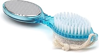 Agavo 4 in 1 Pedicure and Manicure Paddle Kit Tool with Pumice Stone for Feet, Foot Hand Toe Nail Cleaning Brush, Metal File and Emery Board, Foot Rasp Callus Corn Remover (Multicolor)