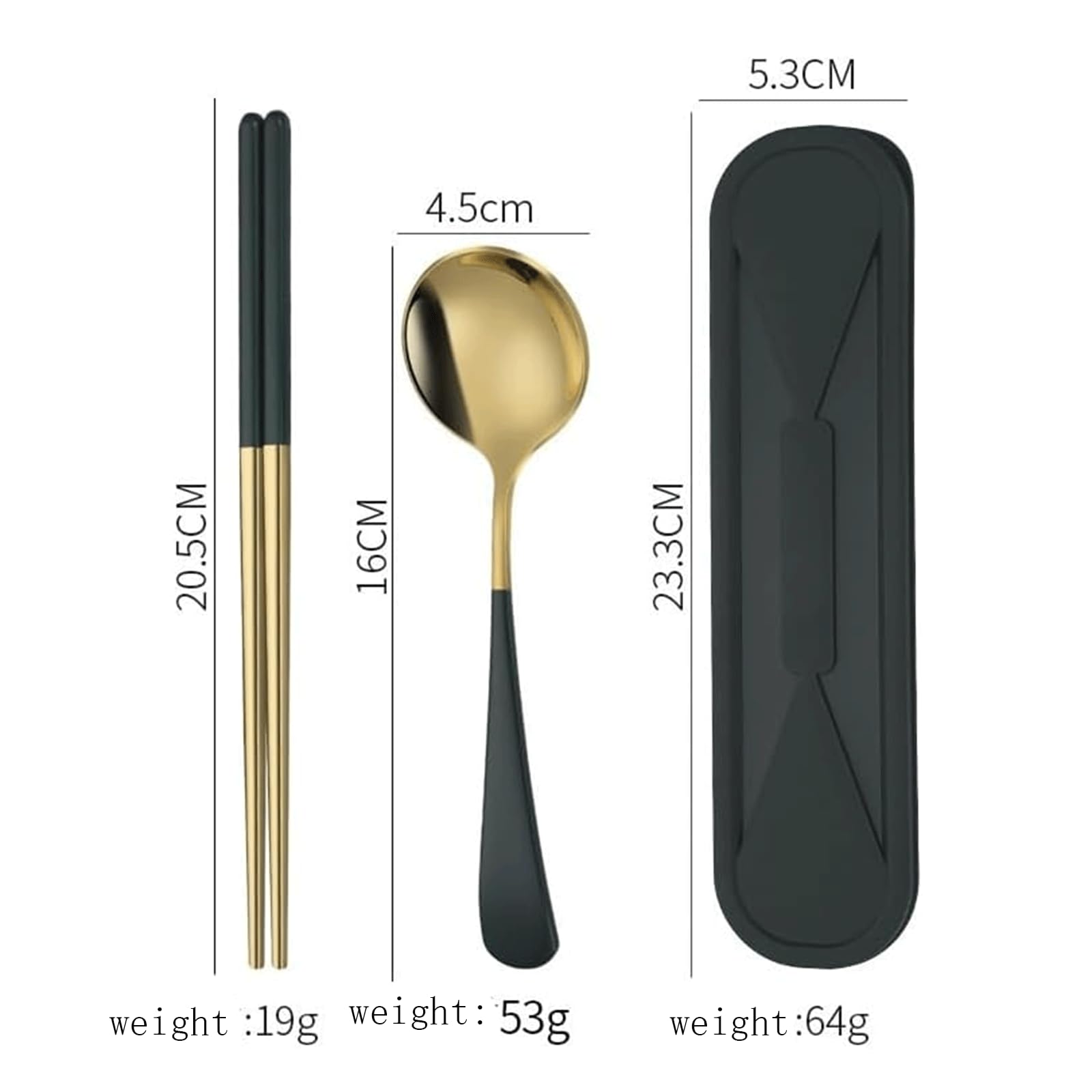 Rieort Ensemble de Couverts en Acier Inoxydable 304, 3 pièces, Fourchette cuillère avec boîte de Rangement, Ensemble de Couverts, Couteaux de Table, Service d'argenterie pour Dessert de Cuisine