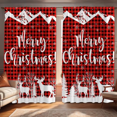 Fanfanwin Christmas Curtains 52" w x 84" l Black and