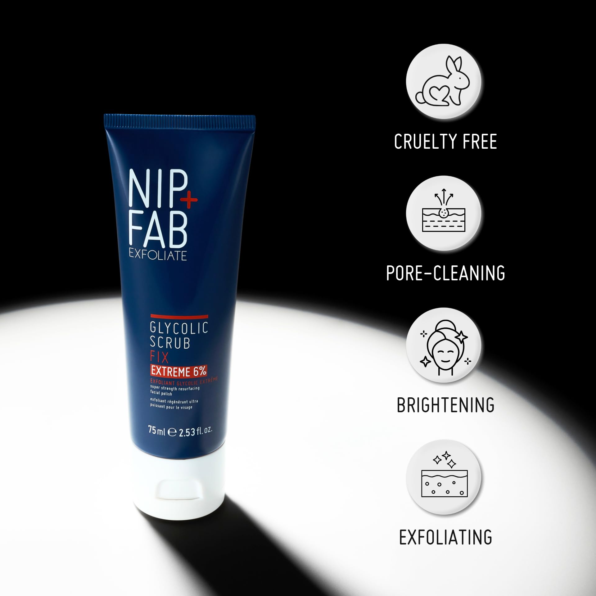 Nip+Fab Nip + Fab Glycolic Acid Fix Scrub Extreme, peeling do twarzy z kwasem salicylowym Aloe Vera, oczyszczanie porów, 75 ml