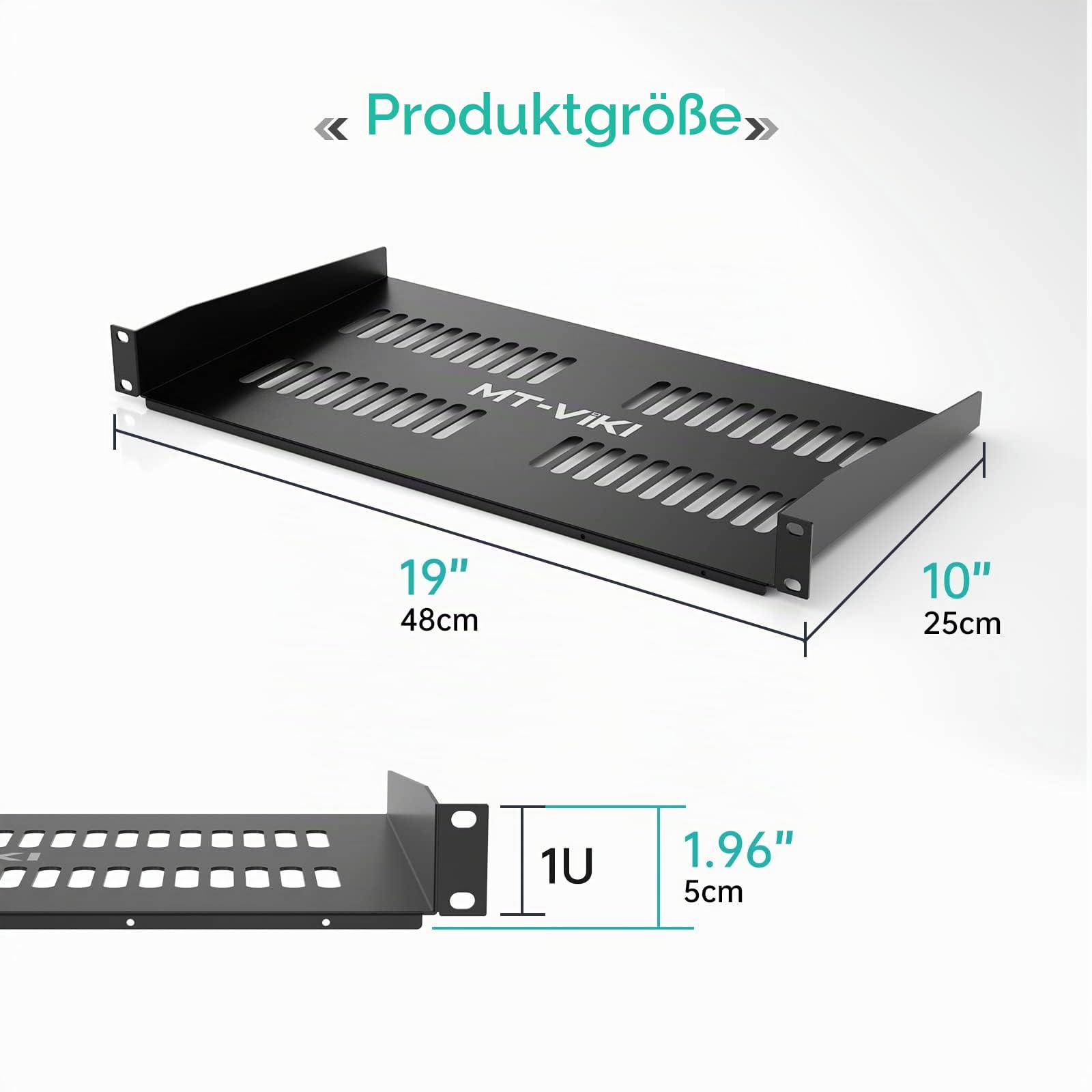 MT-VIKI 2 Stücke 1HE 19 Zoll Fachboden für Netzwerk Schrank 1U perforiertes Rackmontage Server für 19 Zoll Netzwerkschränke 22kg 250mm Tiefe Ablage 2 Stücke