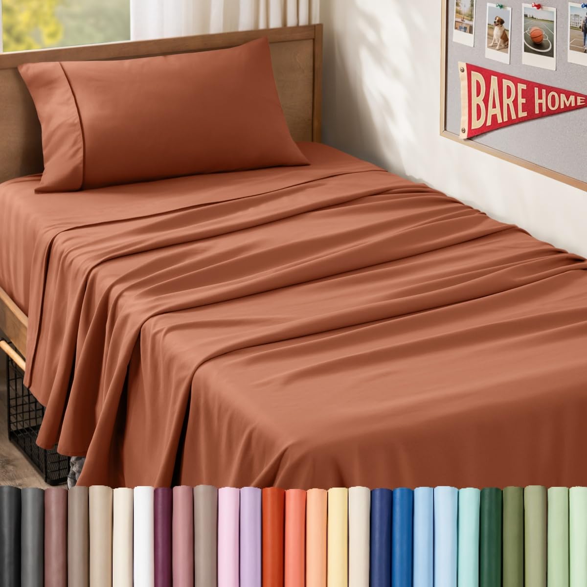 Bare Home Twin XL Sheet Set - 1800 Ultra-Soft (Twin XL, Terracotta) โ image 1
