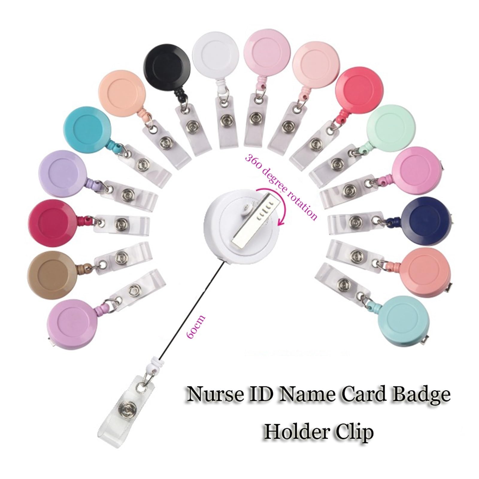 Lot de 20 bobines de badge rétractables avec clips à boucle