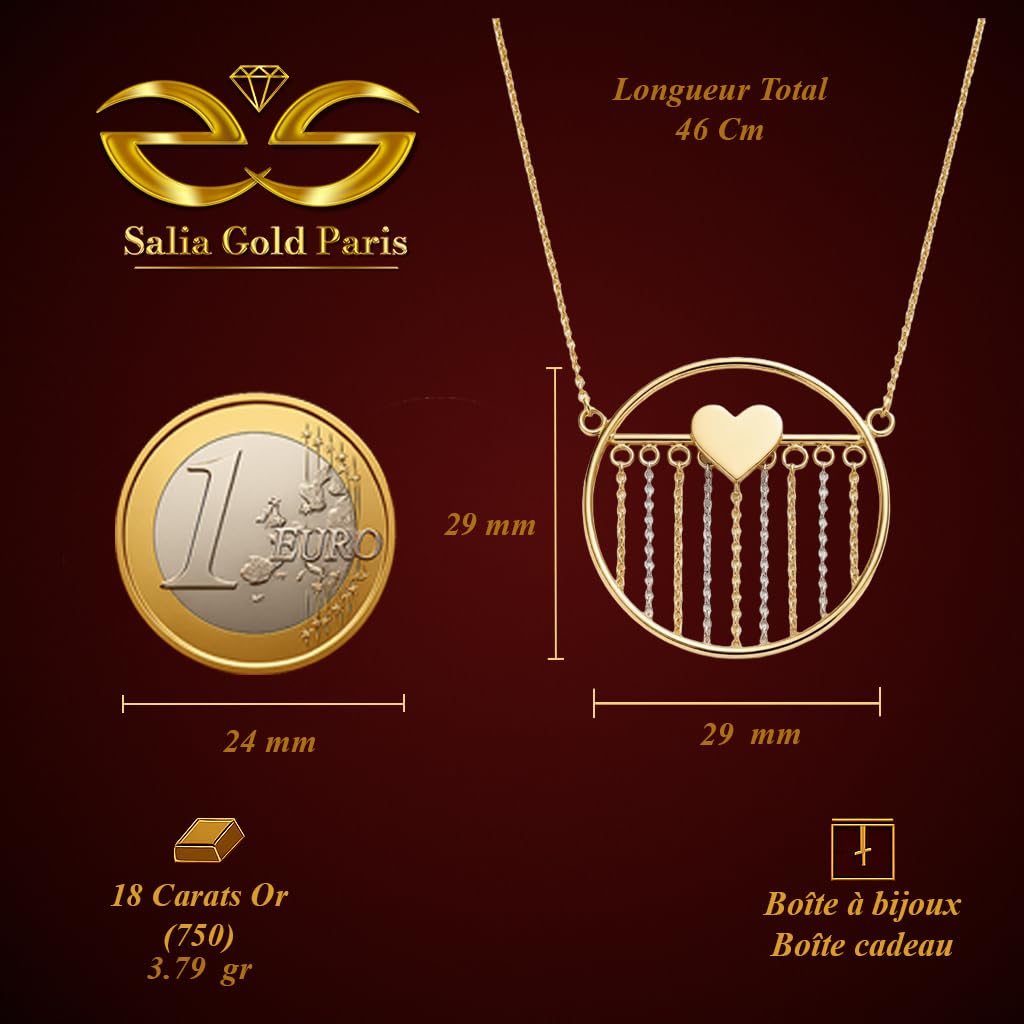 Collar - Oro de 18 quilates - 3,79 gr - Corazón en cascada de cadenas doradas - Valor refugio - Idea regalo - sello 750 - Certificado de autenticidad
