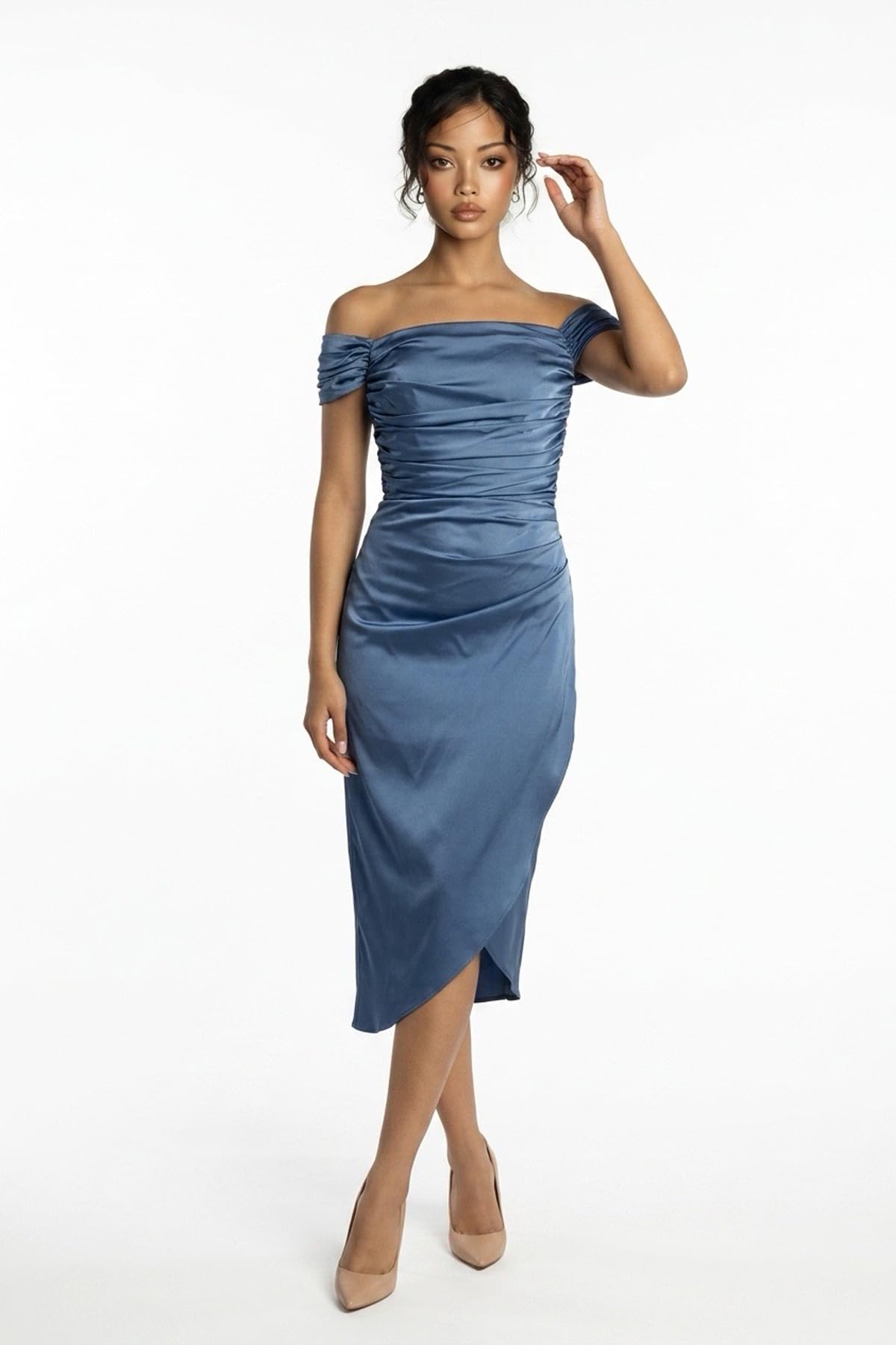 Madonna Yaka Saten Elbise, S-25K3050009