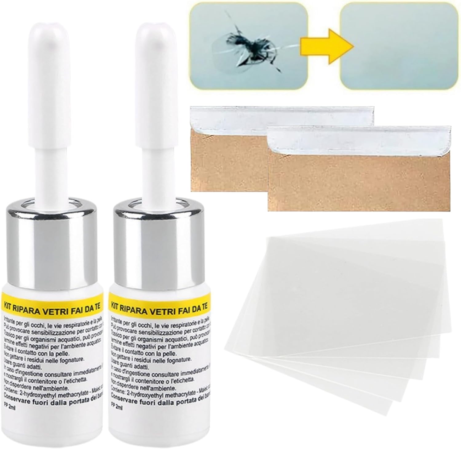 Windscreen Repair Kit,2PCS Windscreen Chip Repair Kit,Windshield Crack