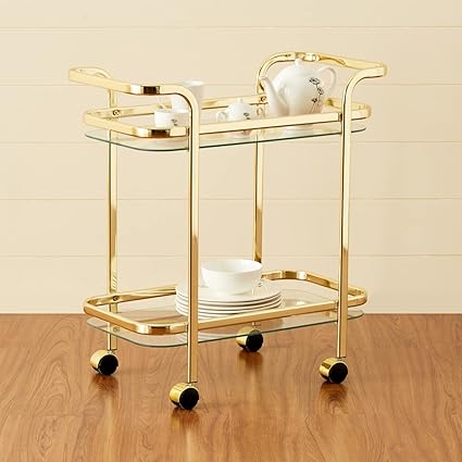 Home Centre Mild Steel Montoya Serving Trolley - Gold