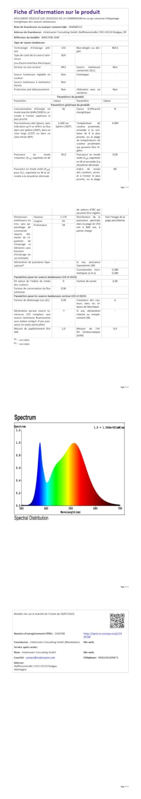 Néon LED Règle LED 120cm IP65 Étanche, Lot de 2 Pièces 36W,6600LM,4000K Neutre, Connexion en Série,SDCM<6 Ra>80, Pour Garage Entrepôt Bureau Cave