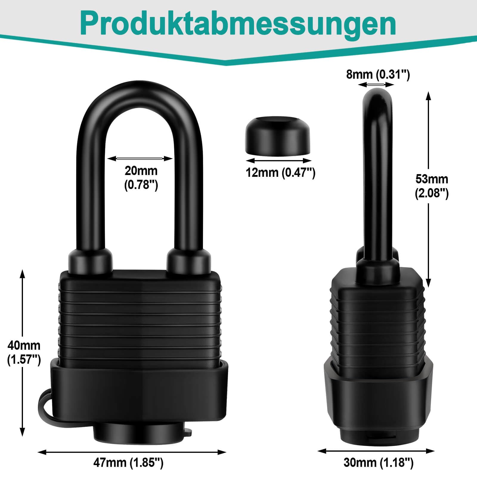 Vorhängeschloss Gleichschließend Wetterfest Wasserdicht Padlock Schloss Sicherheitsschloss Schlösser Kellerschloss Schloß Schl Vorhangschloss für Gartentor Garagentor (3 Blau/3 Schwarz)