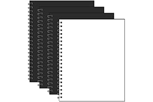Unlined Notebook 8.5 x 11 Bigger Size Hardcover Black Sketch Book, 4 Pack