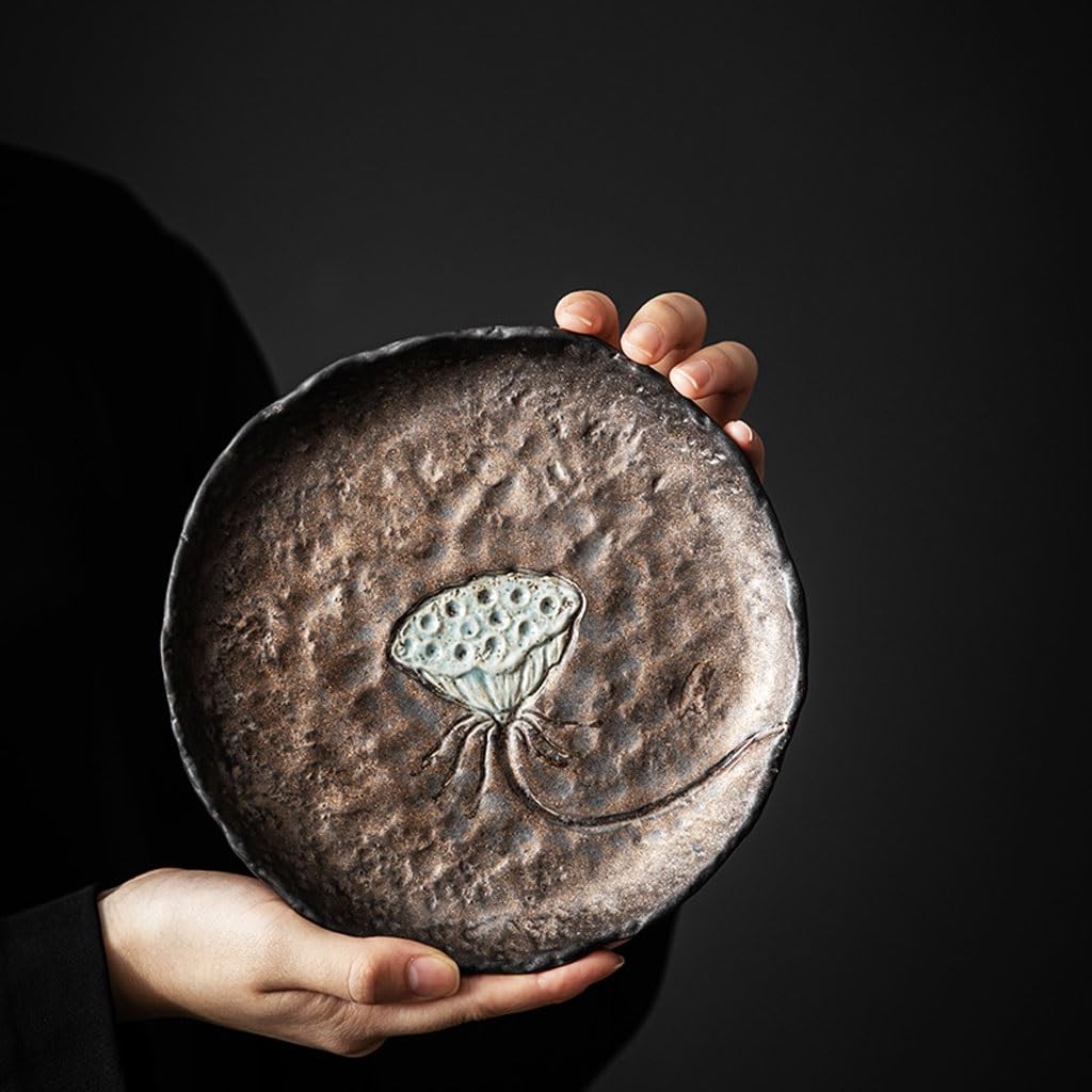 Zestaw do herbaty Gongfu, chiński kreatywny okrągły taca na herbatę, ceramiczna taca na suchą herbatę, mały stolik do herbaty, taca do nauki w domu