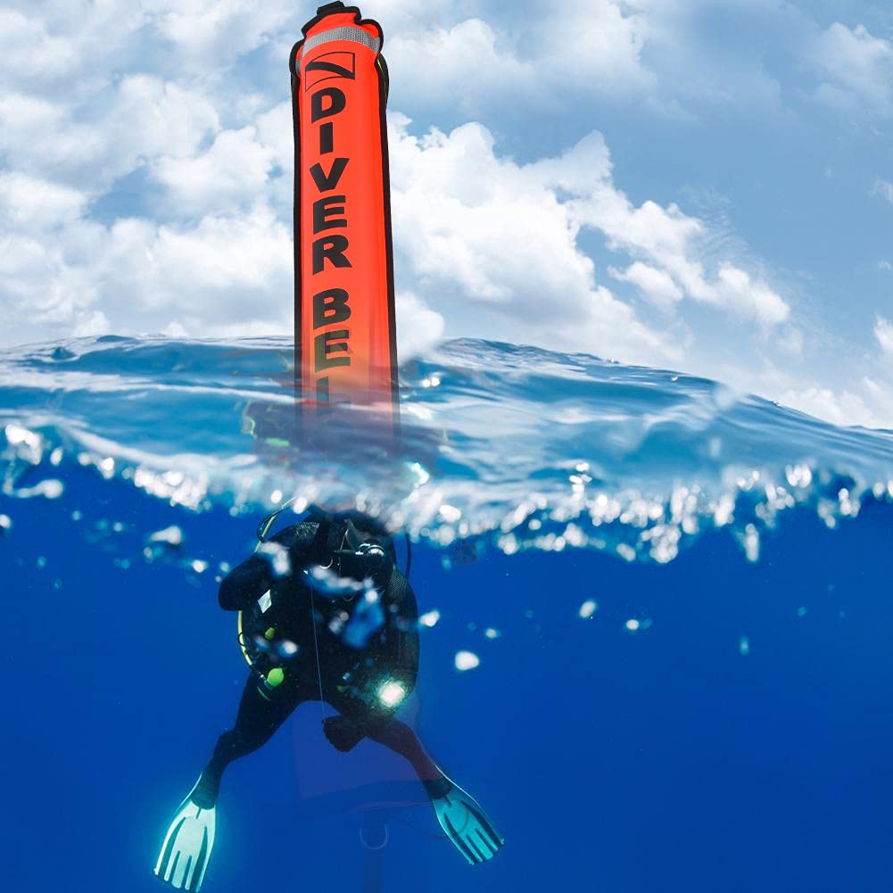 Akozon Accessorio boa per immersione ad alta visibilità per boa di segnalazione di superficie SMB gonfiabile da 6 piedi, accessorio per immersione con bombole per boa di segnalazione di superficie per
