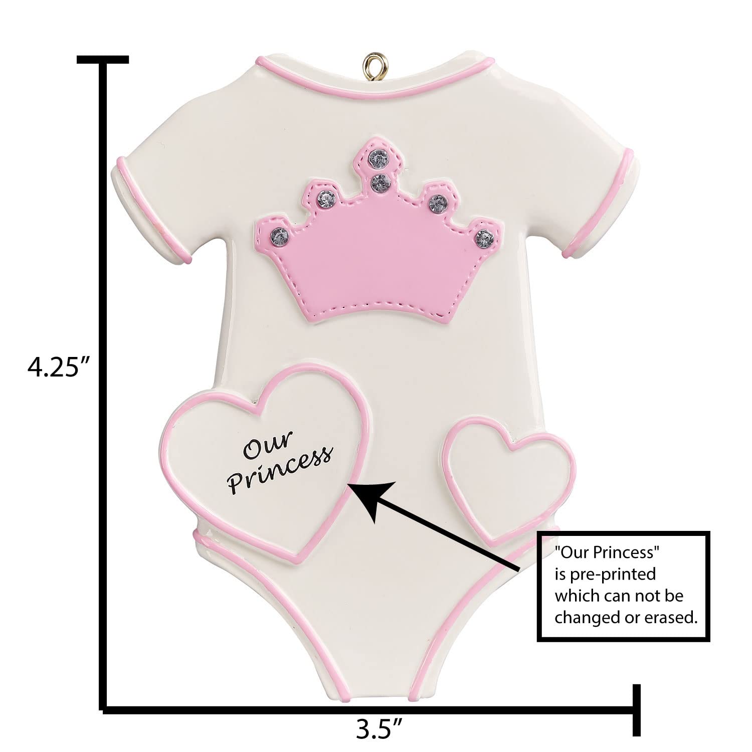 Ornamento per il primo Natale del bambino - My First Christmas Ornament - Principessa Corona Onesie Baby Girl Primo Natale Ornamento Rosa 1 ° Natale Baby Ornament - Personalizzazione gratuita
