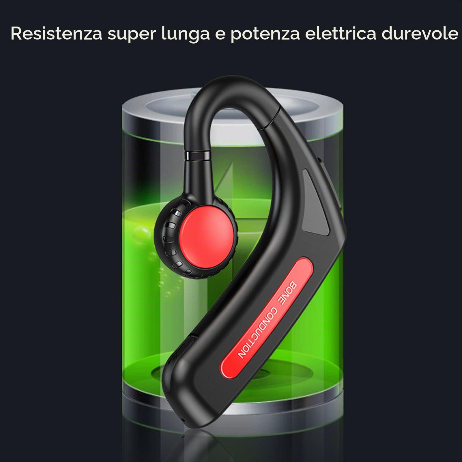 Cuffie Ad Orecchio Aperto, Auricolari Wireless Bluetooth 5.0 Singoli con Microfono e Cavo di Ricarica Cuffie Flessibili Universali a Conduzione Ossea per Allenamento, Sport, Corsa, Guida, Lavoro
