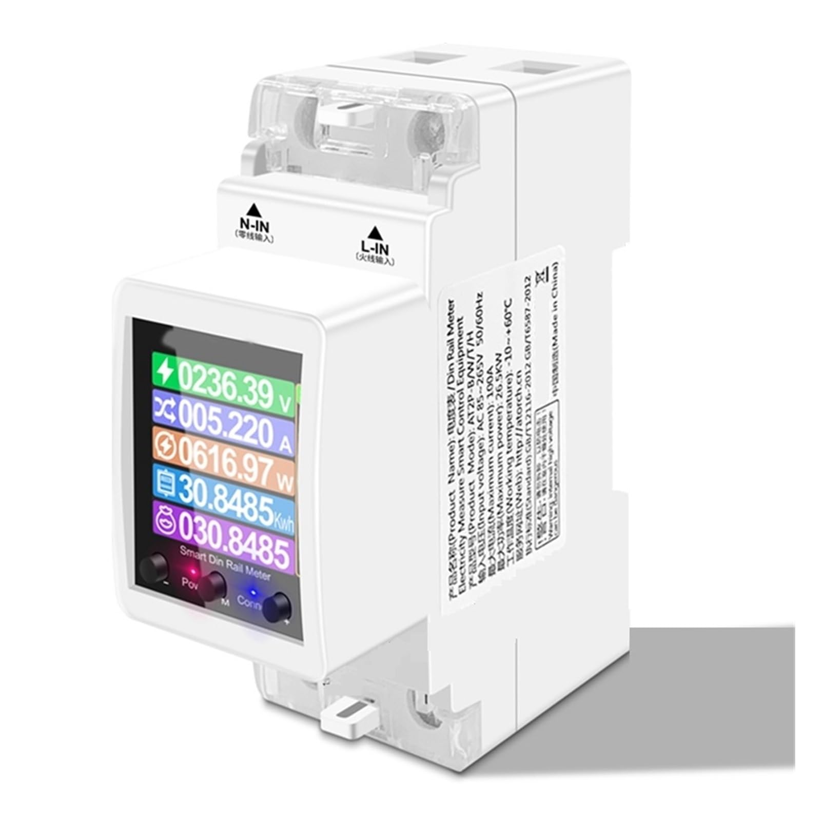 100A Tuya WiFi Contatore di Energia su Guida DIN Smart Switch Telecomando AC Digital Volt Amp Kwh Misuratore del Fattore di Frequenza Monitoraggio del consumo energetico, 1005005310432523