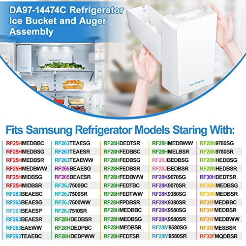 Upgraded Da97-14474C Refrigerator Ice Bucket Replacement Compatible With Samsung Ice Bin Replacement Ice Container Maker Parts Da97-14474A Assy Tray Ice, Rf28Hmedbsr, Rf26J, Rf25Hm, With Latch Plate #TOP5