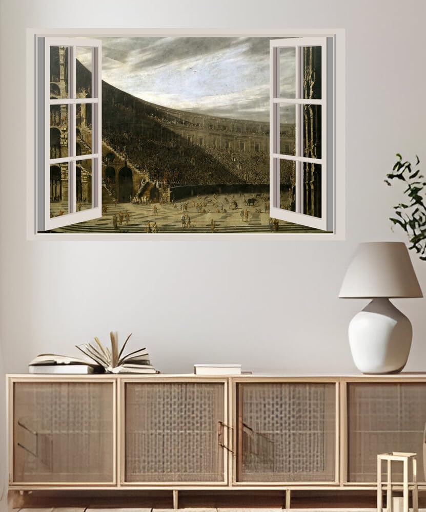 JVERF - JZZA08701 Pictorial Art Viviano| Self-Adhesive Open Window Wall Sticker