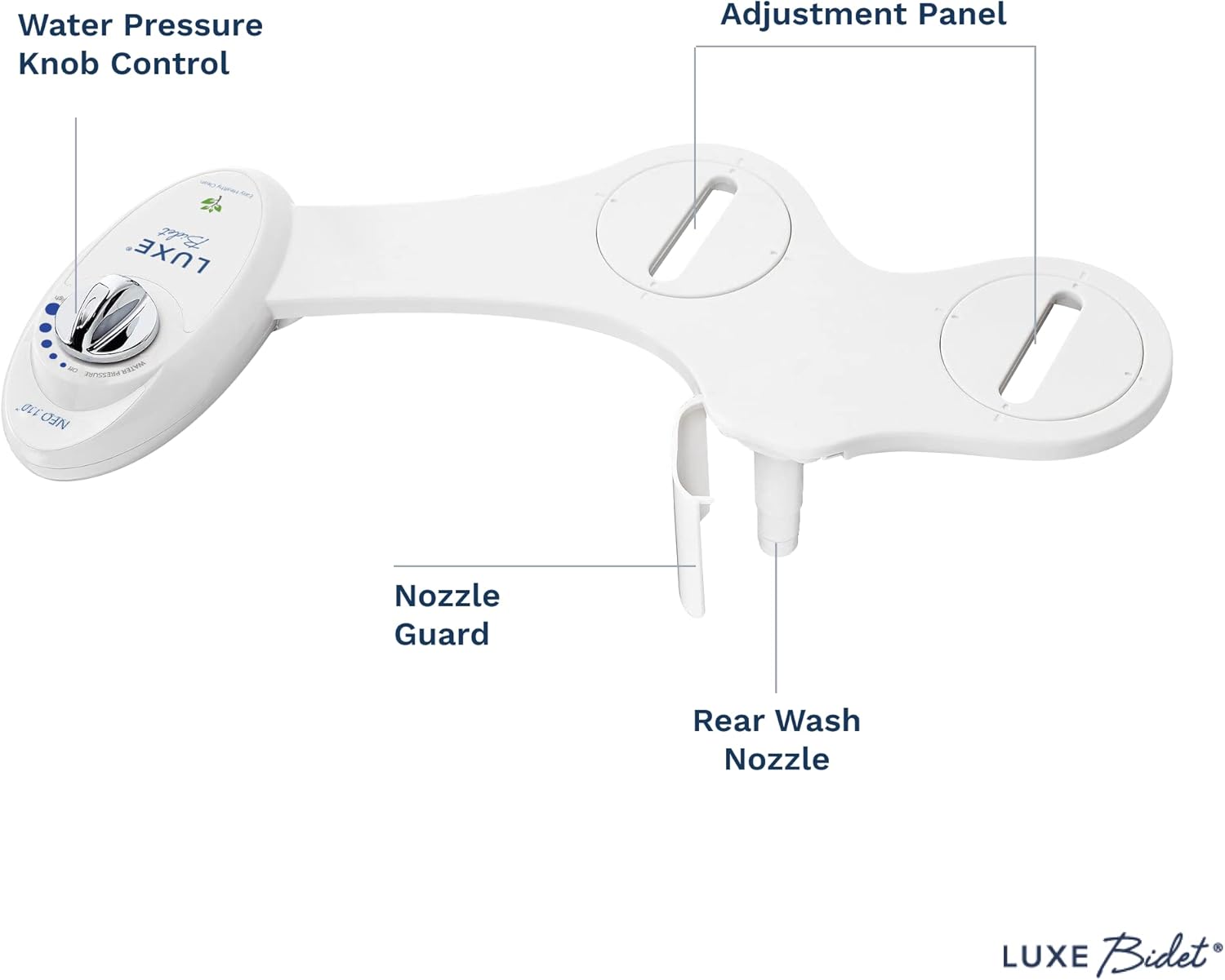 LUXE Bidet Neo 110 - Fresh Water Non-Electric Mechanical Bidet Toilet Seat Attachment (white and white) 17 x 10 x 3 inches - - 