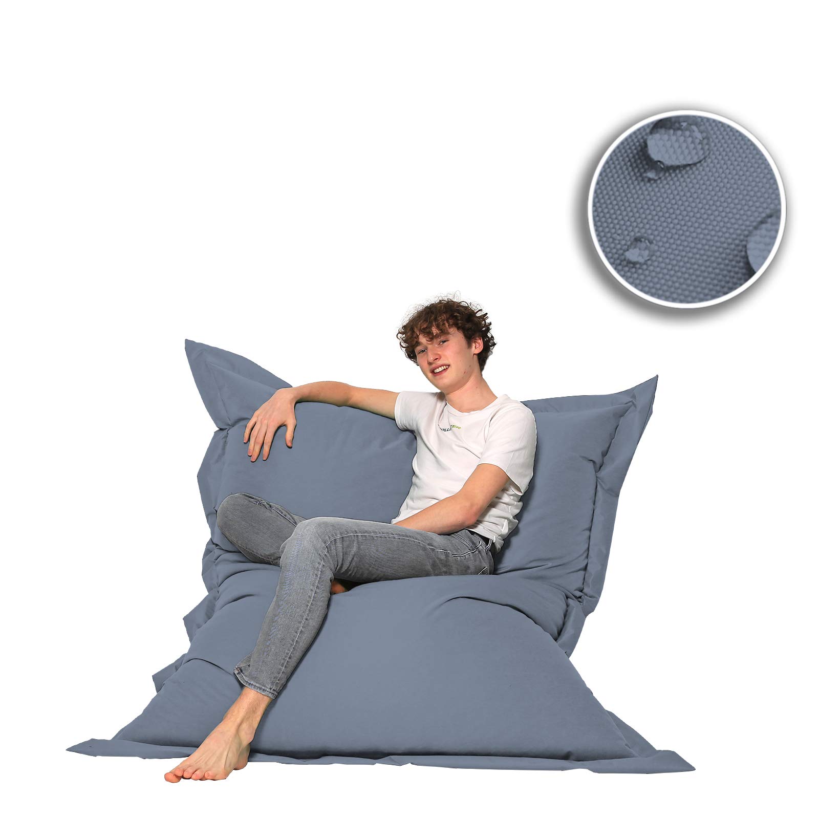 Sitzsack 2-in-1 Funktionen Riesensitzsack für Erwachsene & Kinder - Gaming & Entspannen - Indoor & Outdoor da er Wasserfest ist - mit EPS Perlen, Farbe:Anthrazit, Größe:140x160 cm