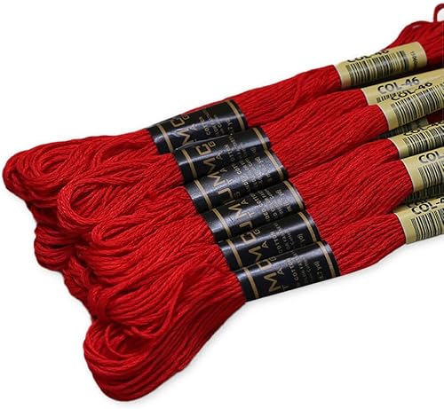 Miniatura 2 de Paquete de 12 hilos de bordar rojos de alta calidad, madejas 100% algodón egipcio de alta calidad, hilo de bordado de punto de cruz, algodón