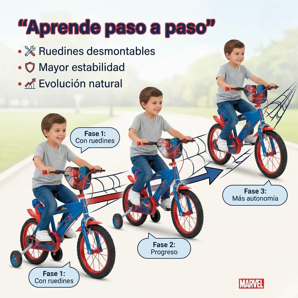 TOIMSA Bicicleta 14" Spiderman Huffy 4/6 Años