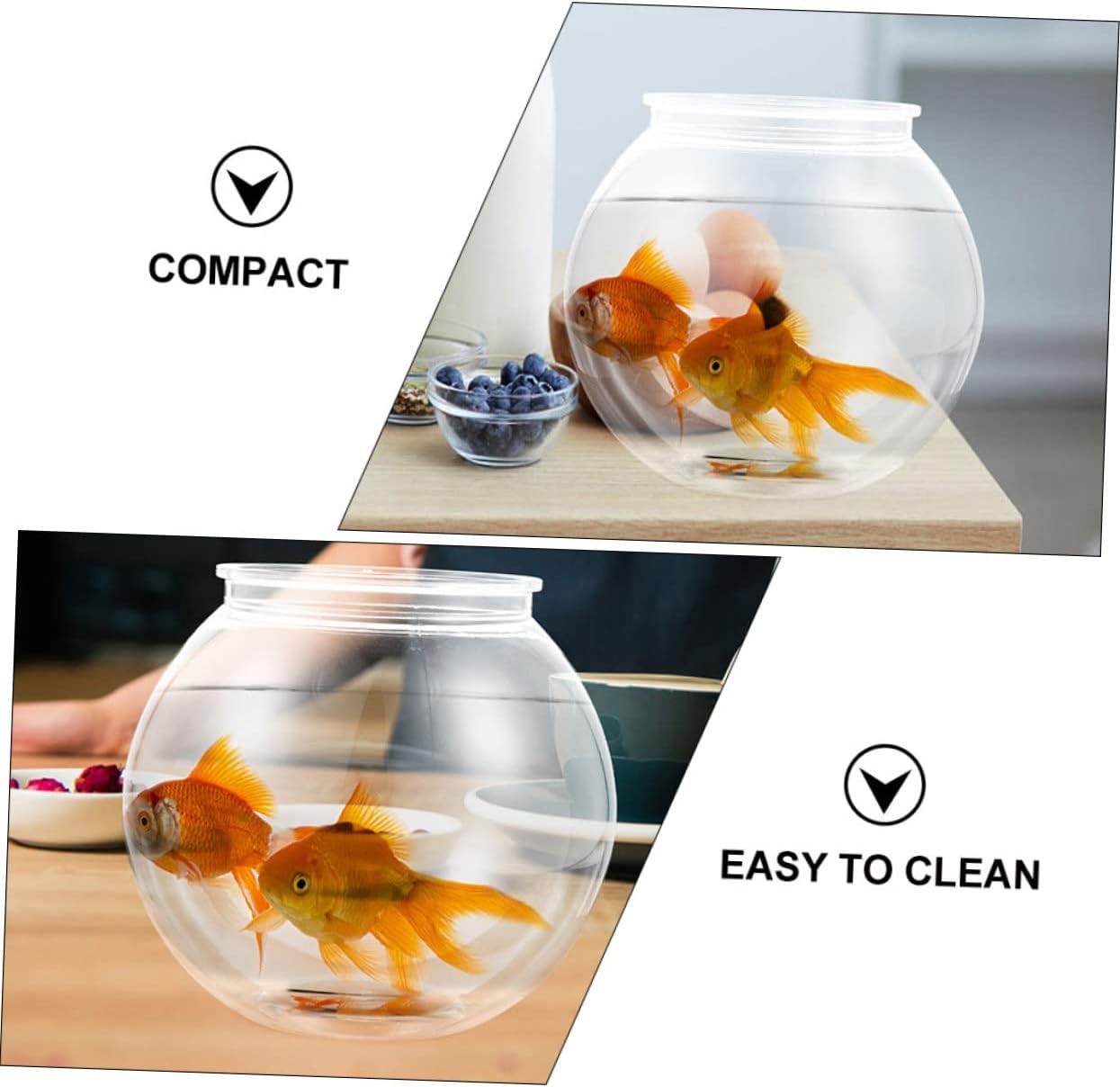 Plastic Fish Bowl Round Tank for Desktop Decoration Small Aquarium for Home Office Garden and Weddings for Betta and Plant Display