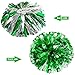 AUHOKY 4 Packs Metallic Cheerleading Cheer Pom Poms, Fluffy Cheerleader Pompoms with Finger-Friendly Ring, Cheering Pom poms for Squad Team Sports Game Dance Dress Party Kids Adults(Green/Silver)