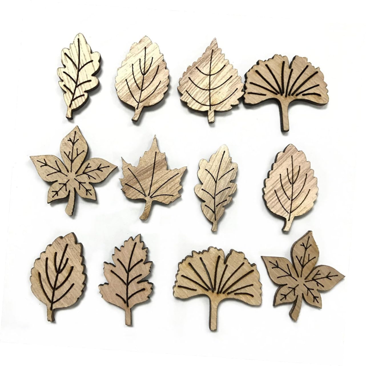 VILLCASE Set of 100 Painting Plates Cartoon Leaves Theme Vintage Antique Wooden Leaves