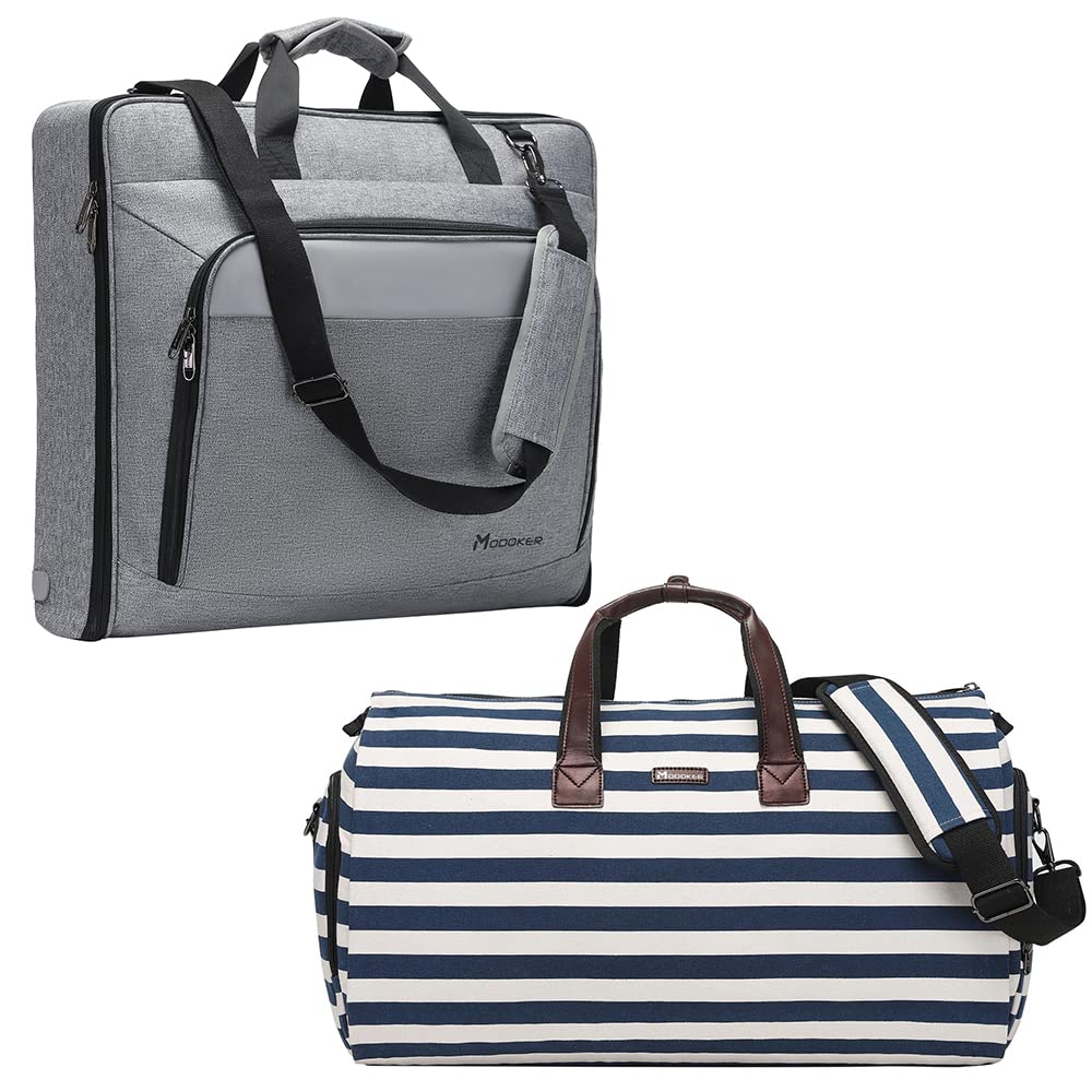 Modoker Suit Luggage Garment Bag with Shoulder Strap Suit Carry on Bag Hanging Suitcase Black Garment Bags for