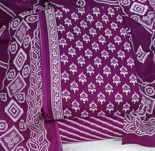 Image of DRAVINAM Trends Women's Premium Cambric Cotton Jaipuri Printed Unstitched Salwar Suit Dress Material with Mulmul Cotton Dupatta
