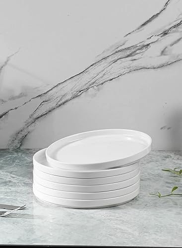 Miniatura 6 de Onniyor Juego de platos llanos de porcelana, platos redondos de ensalada de postre, platos para servir de 8 pulgadas, platos planos resistentes a