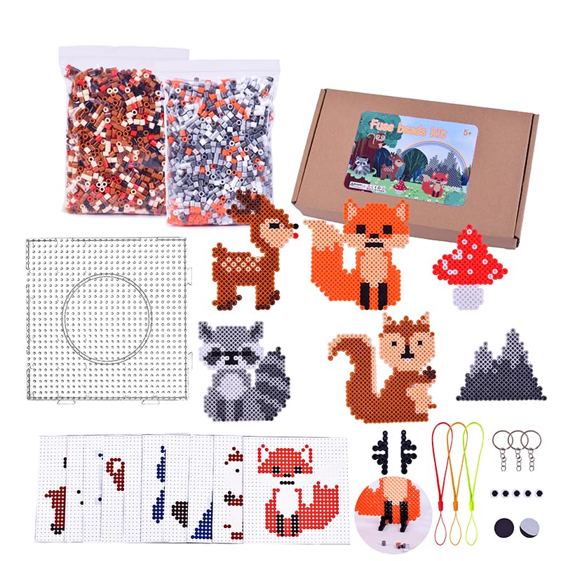 Pack De 1300 Cuentas Para Planchar De 10 Mm – Set De Manualidades Con Motivos Animales, Plantillas, 14 Patrones Y Accesorios Para Colgar E Imanes