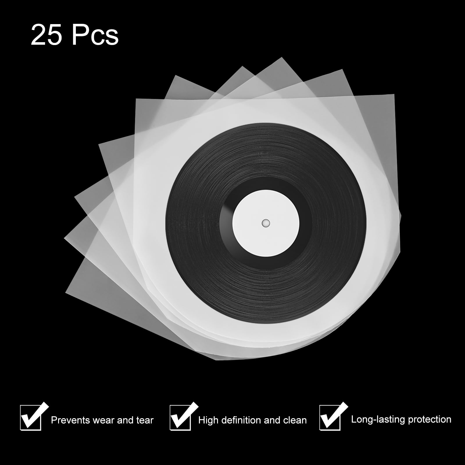 QUARKZMAN 25 sztuk winylowych pokrowców na płyty, przezroczyste winylowe pokrowce 5,1" x 5,1", winylowe osłony ochronne dla 5" single mini LP, kolekcje do przechowywania CD