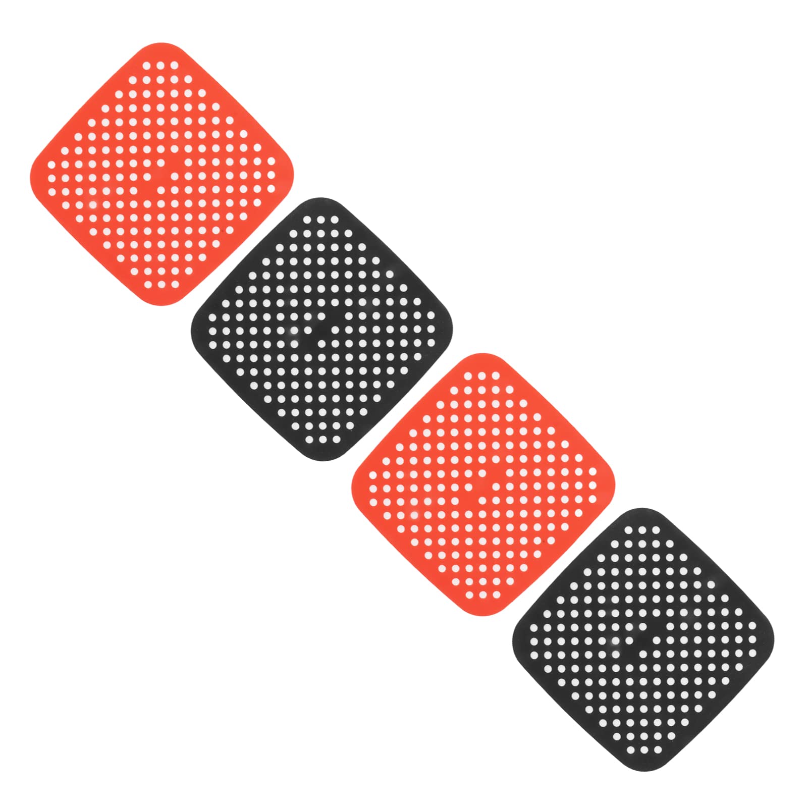 Hspemo Reusable Air Fryer Mats Stick Proof Dishwasher Safe Oil Resistant Silicone Air Fryer Liner for Oven Red Black 4pcs (18.5cm/7.3in), Hspemoik948cg3oe-11