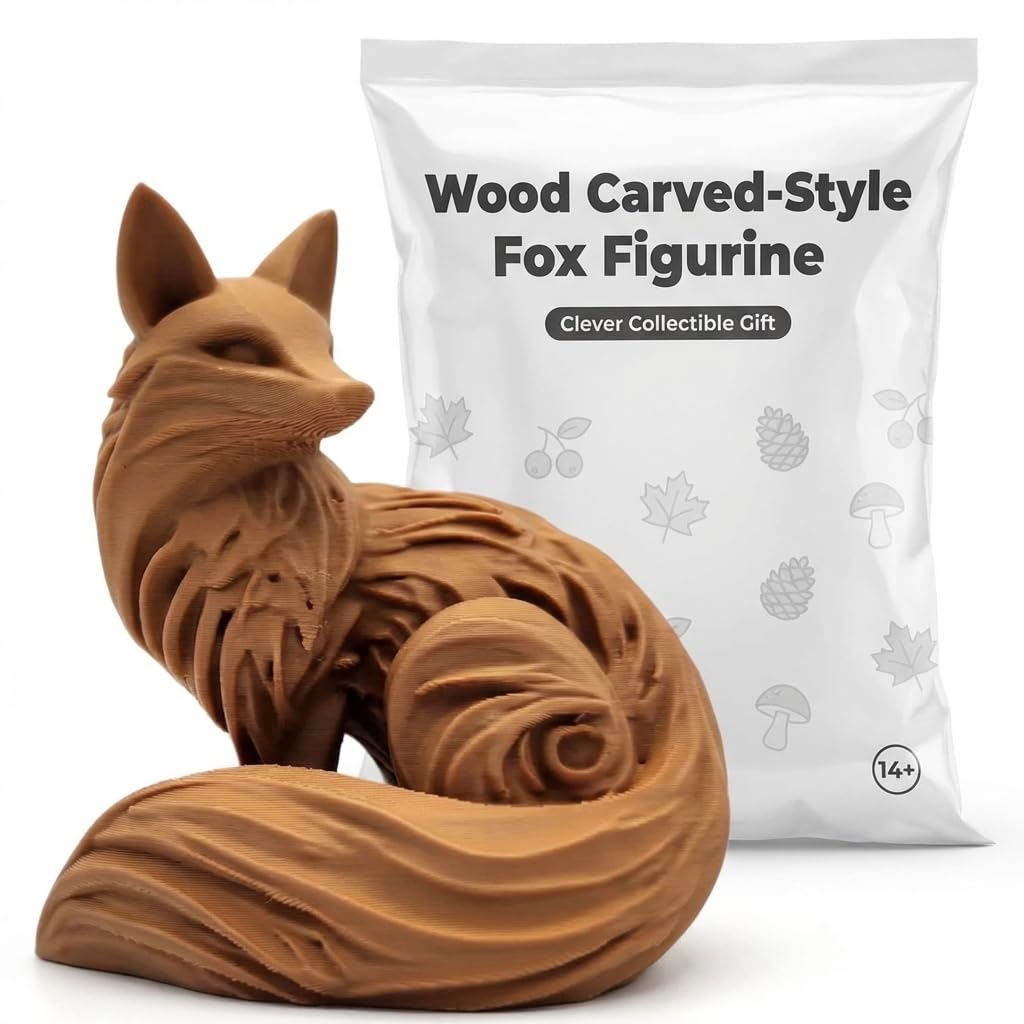 Amazon.com: Elegant Wood Carved-Style Fox Figurine - 3D Printed