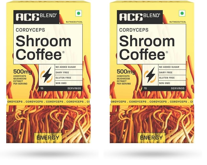 Image of Ace Blend Cordyceps Shroom Coffee (15 Serves) | 500mg Cordyceps Mushroom Extract | KSM 66 Ashwagandha | L-Theanine & MCT Powder | Immunity | Boosts Energy | Instant Coffee | Medium Roast Blend