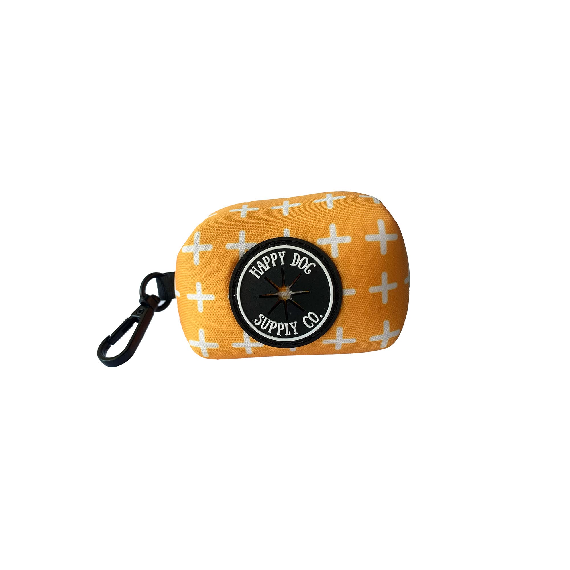 1CT Dog Poop Bag Holder with Leash Attachment Clip Convenient Hands Free Poop Bag Dispenser Soft Sided Dog Supplies (Yellow-Orange)