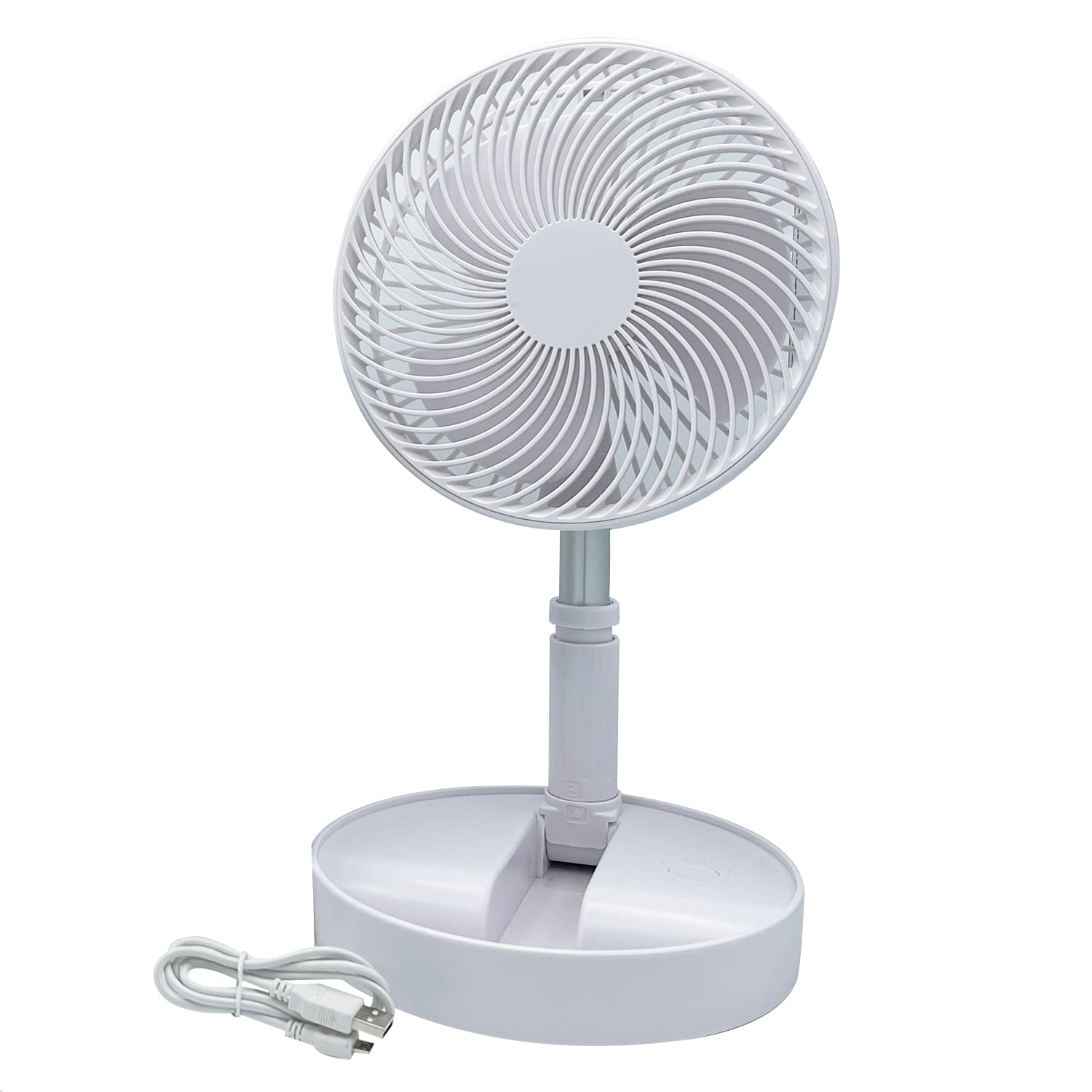 Ventilador inalámbrico, plegable y ajustable – Ventilador de pie de mesa y de suelo silencioso, portátil y con batería recargable por USB