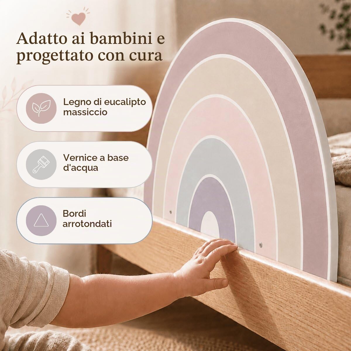 Griglia da letto arcobaleno Remy, Barriera Anticaduta Sicurezza Letto