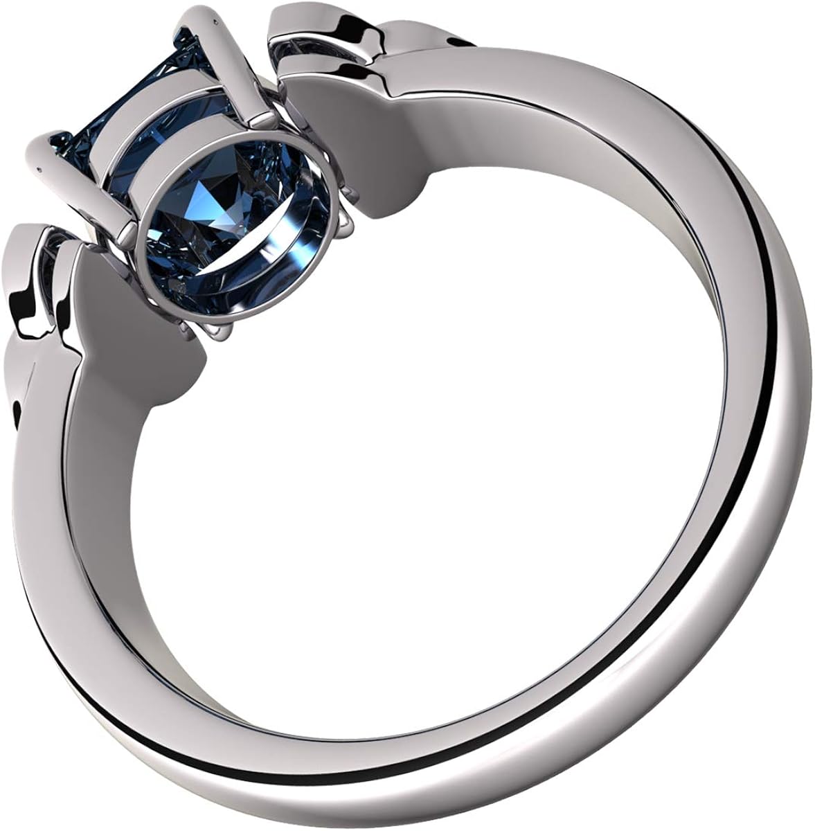 GWG Jewellery 925 Sterling Silver Ring with Large Sapphire Blue Square Stone Graced with Celtic Trinity Knots on Sides - Image 4
